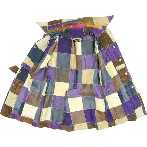 70s Vintage Latigo West Hippie Boho Festival Patch Work Leather Jacket Coat - Picture 4 of 12